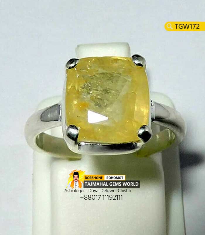 Ceylon Yellow Sapphire Gemstone Silver Ring Price 49,000 TK in Bangladesh https://www.tajmahalgemsworld.com/