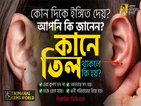 কানে তিল থাকলে কি হয়? চতুর, বুদ্ধিমান হন যাঁদের কানের এই স্থানে তিল থাকে। https://tajmahalgemsworld.com/