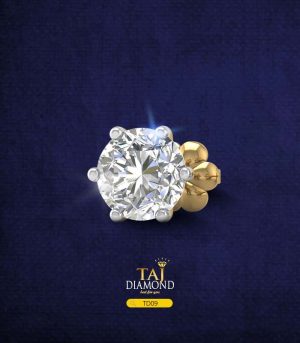 Gold Diamond Nose Pin (One Stone Diamond Nose Pin - 8cn)